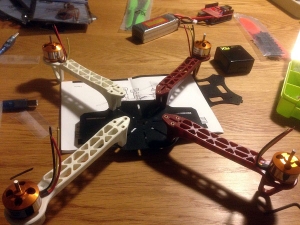 Assembled quadcopter frame