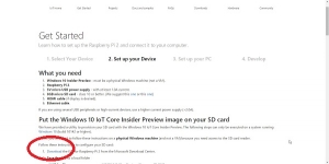 Windows IoT Core download page