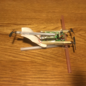 Straw hovercraft close-up with micro motor and RC modules