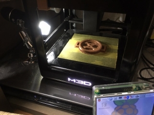 Completed Wi-Fi 3D printer setup with microscope and Raspberry Pi