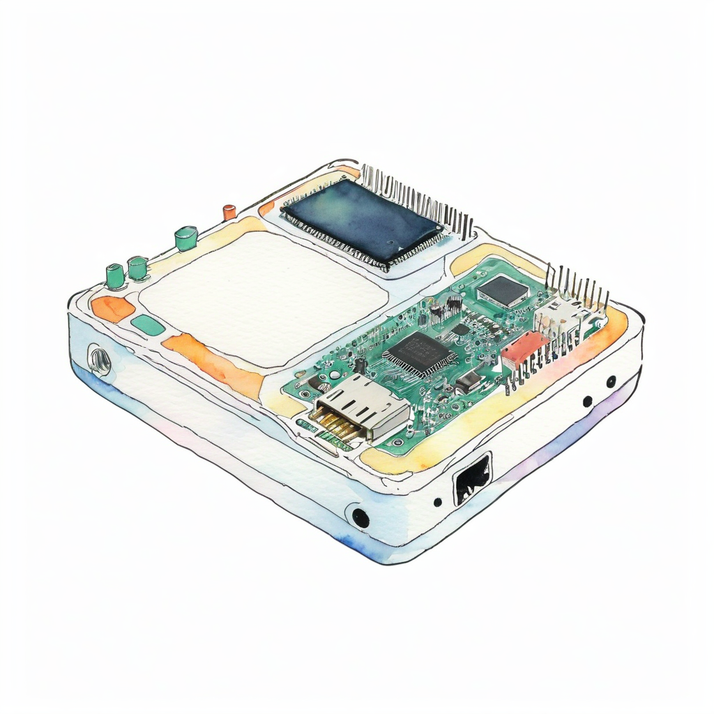 img2img + 高 denoise で生成した XIAO ESP32-S3 の水彩イラスト。本記事のゴール