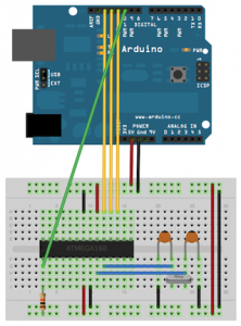 Breadboard AVR wiring diagram for external clock