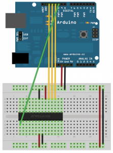 Simple breadboard AVR wiring diagram
