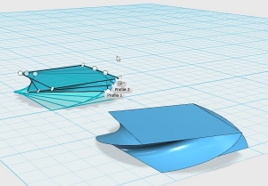 Lofted object moved aside, new square at 90 degrees added