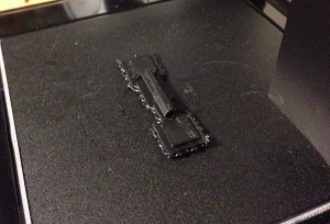 Printed adapter on print bed with raft
