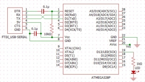 Internal-clock Arduino clone circuit diagram